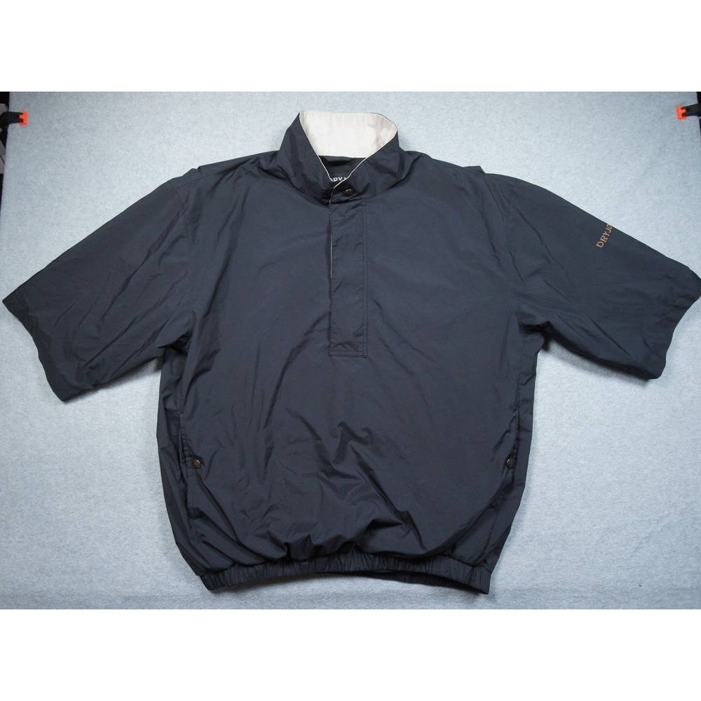 DryJoys Jacket Mens Medium Black Short Sleeve Windbreaker Footjoy Golf Pullover